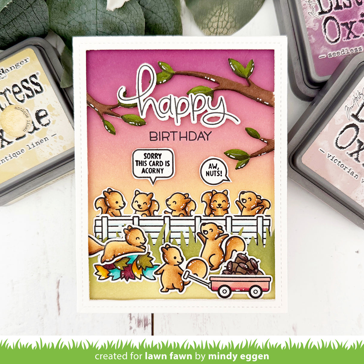 Lawn Fawn Simply Celebrate Squirrels Stamp and Dies Bundle - LF3882/lf3881