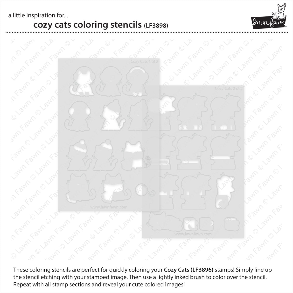 Lawn Fawn LF3898 - Lawn Clippings - Cozy Cats Coloring Stencils