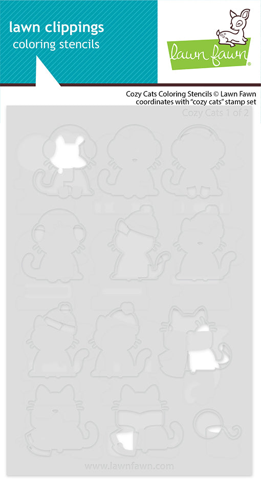 Lawn Fawn LF3898 - Lawn Clippings - Cozy Cats Coloring Stencils