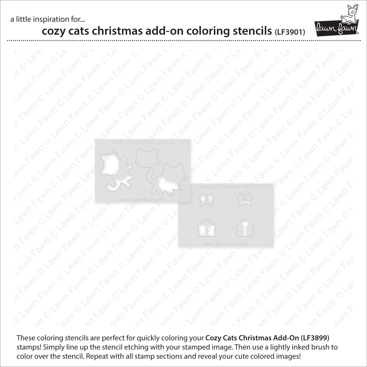 Lawn Fawn LF3901 - Lawn Clippings - Cozy Cats Christmas Add-On Coloring Stencils