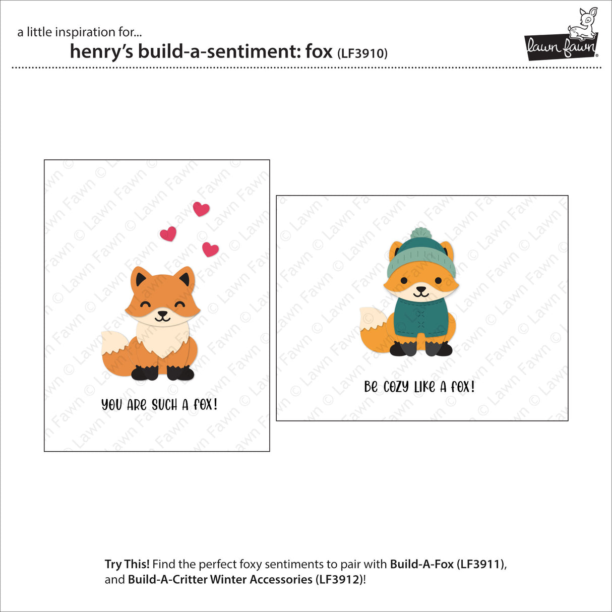 Lawn Fawn LF3910 - Stamps - Henry's Build-A-Sentiment: Fox