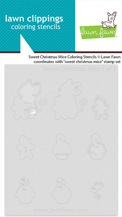 Lawn Fawn LF3925 - Lawn Clippings - Sweet Christmas Mice Coloring Stencils