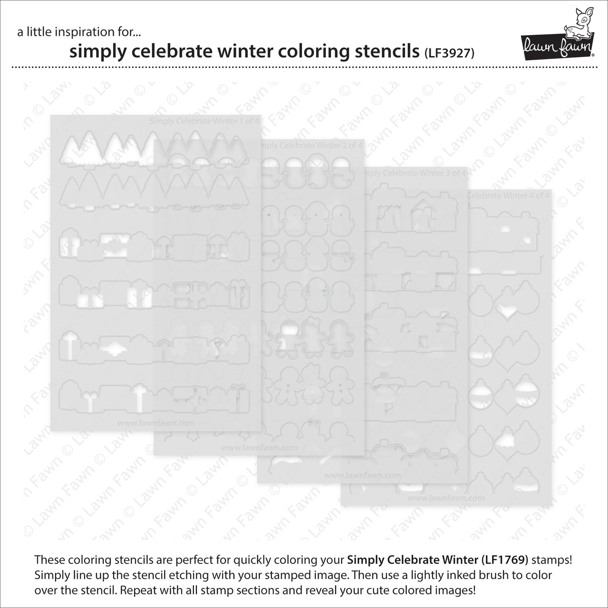 Lawn Fawn LF3927 - Lawn Clippings - Simply Celebrate Winter Coloring Stencils