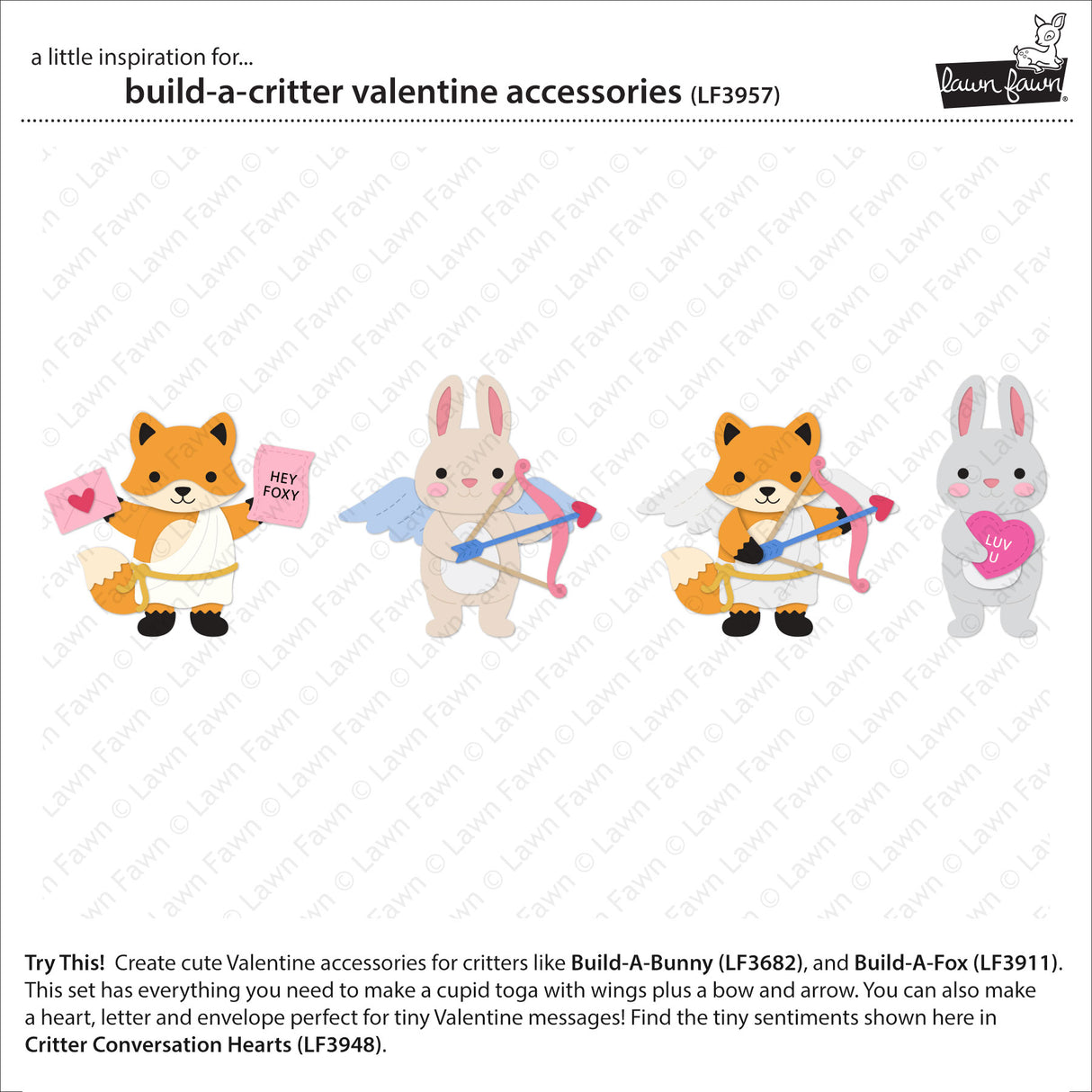 Lawn Fawn LF3957 - Lawn Cuts - Build-A-Critter Valentine Accessories Dies