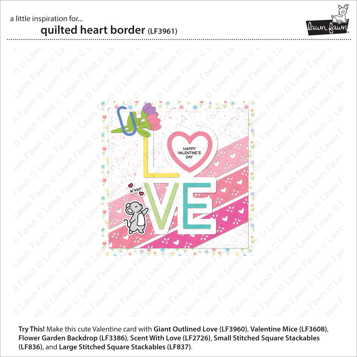 Lawn Fawn LF3961 - Lawn Cuts - Quilted Heart Border Die