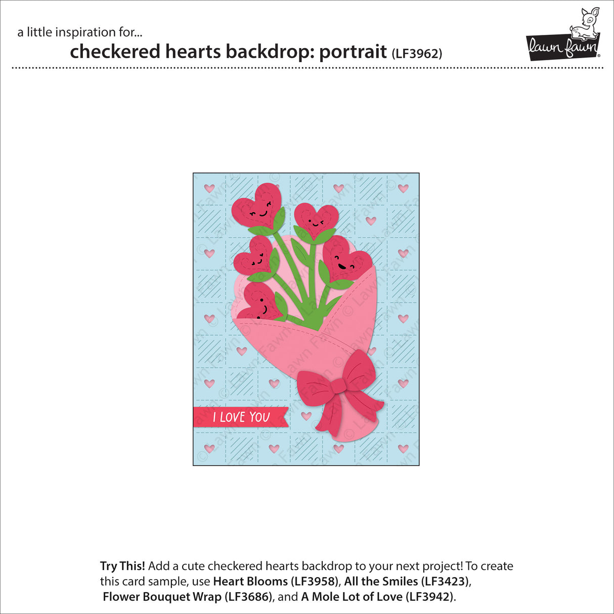 Lawn Fawn LF3962 - Lawn Cuts - Checkered Hearts Backdrop: Portrait Die