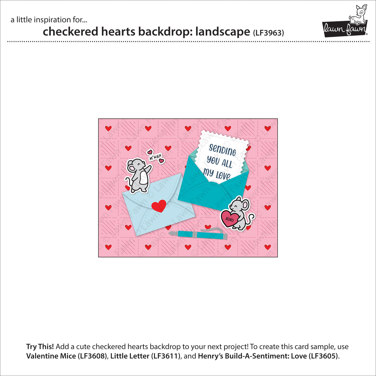Lawn Fawn LF3963 - Lawn Cuts - Checkered Hearts Backdrop: Landscape Die