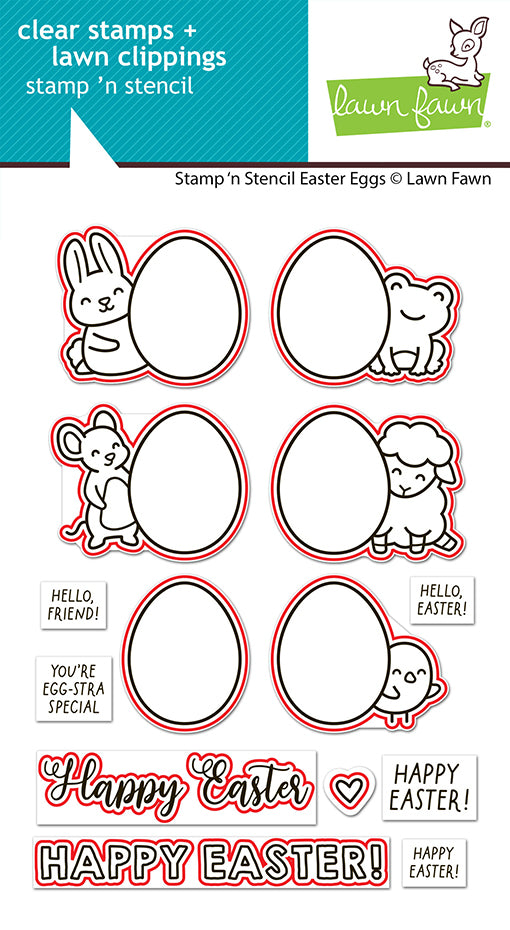 Lawn Fawn Stamp 'n Stencil Easter Eggs Stamp & Die Bundle LF4028 / LF4029