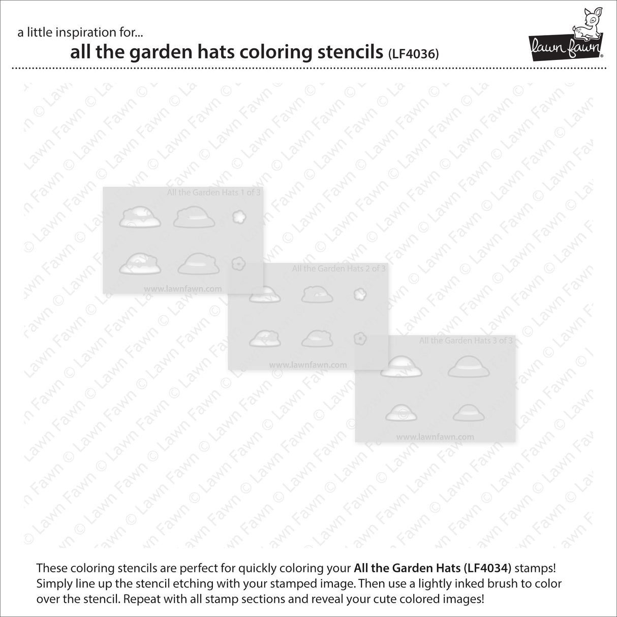 Lawn Fawn LF4036 - Lawn Clippings - All the Garden Hats Coloring Stencils