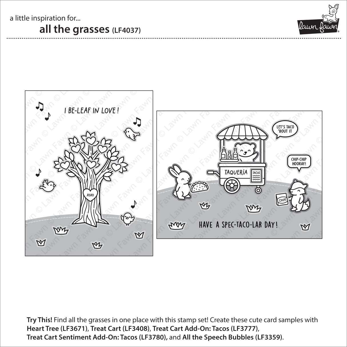 Lawn Fawn All the Grasses Stamp & Die Bundle LF4037/LF4038