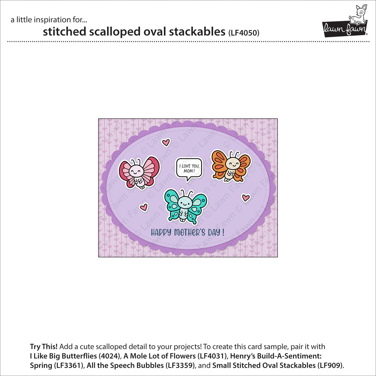 Lawn Fawn LF4050 - Stitched Scalloped Oval Stackables Dies