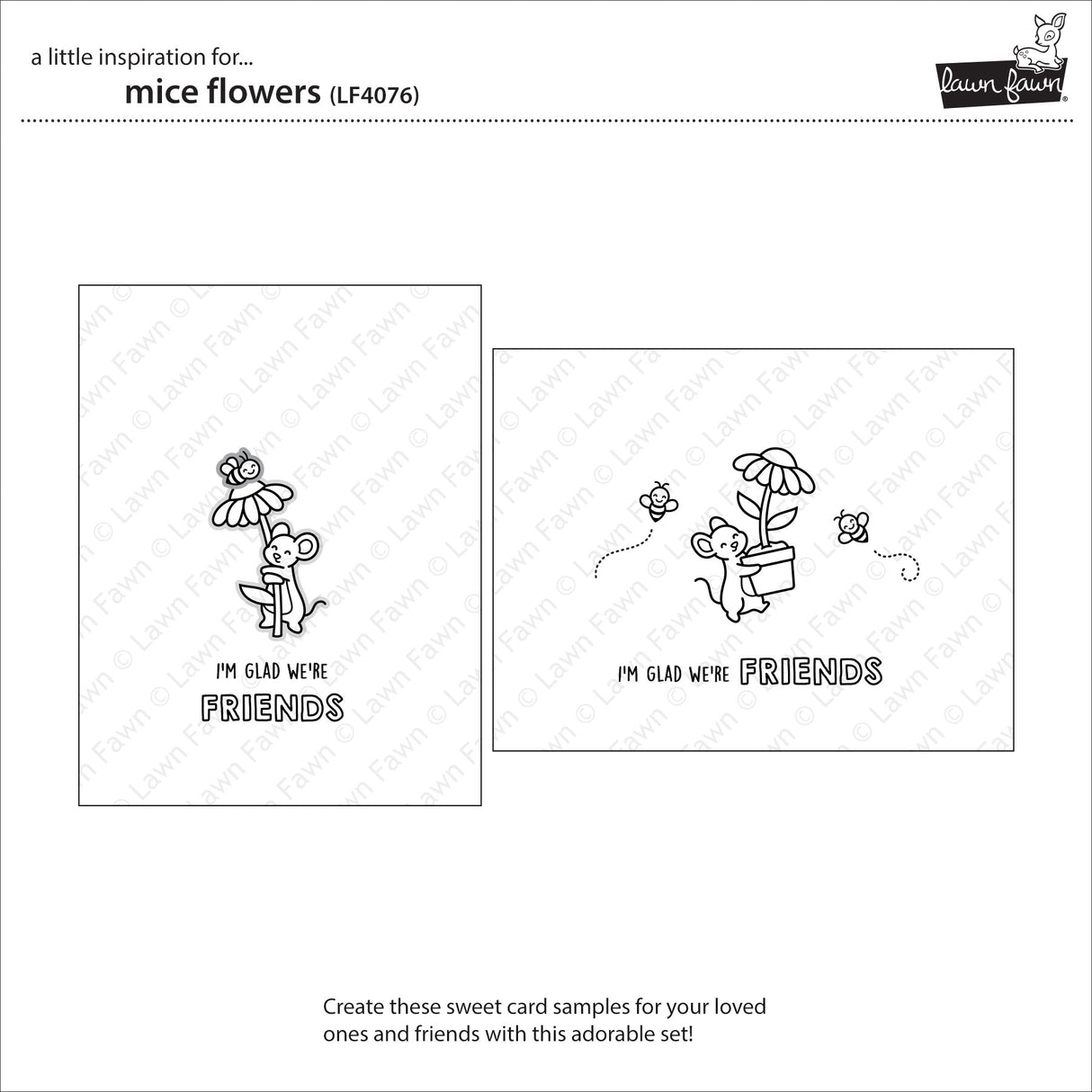 Lawn Fawn LF4076/LF4077– Mice Flowers Stamp & Die Bundle