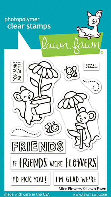 Lawn Fawn LF4076/LF4077– Mice Flowers Stamp & Die Bundle