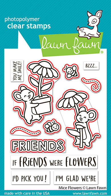 Lawn Fawn LF4076/LF4077– Mice Flowers Stamp & Die Bundle