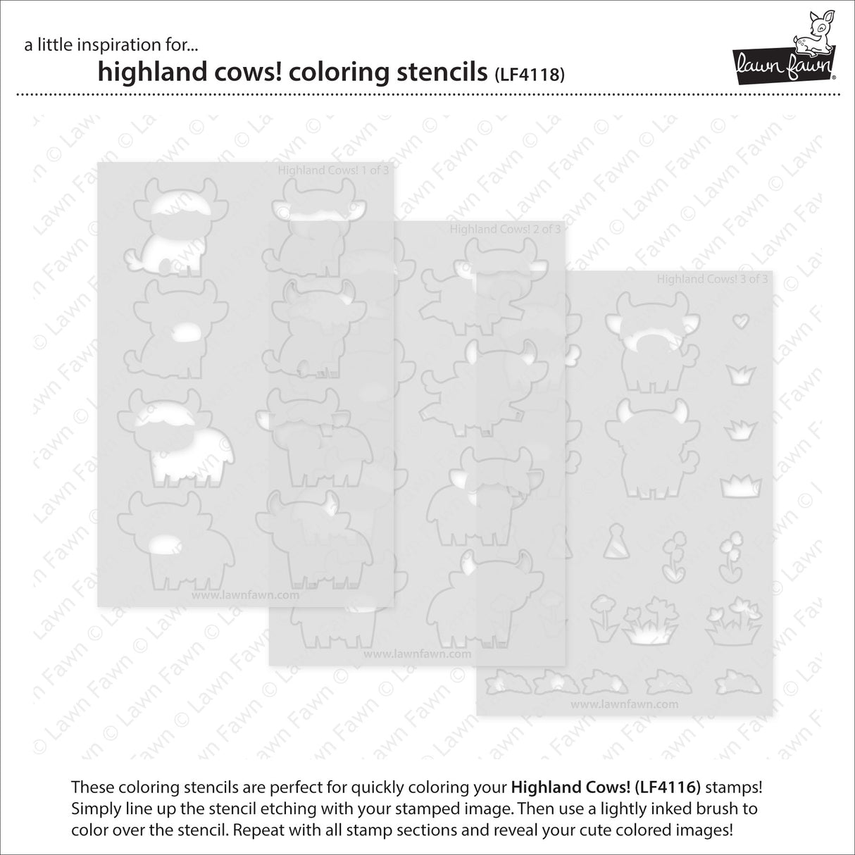 Lawn Fawn Highland Cows! Coloring Stencils (LF4118)