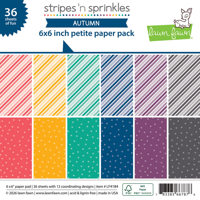 Lawn Fawn Stripes 'n Sprinkles Autumn Petite Paper Pack - LF4184