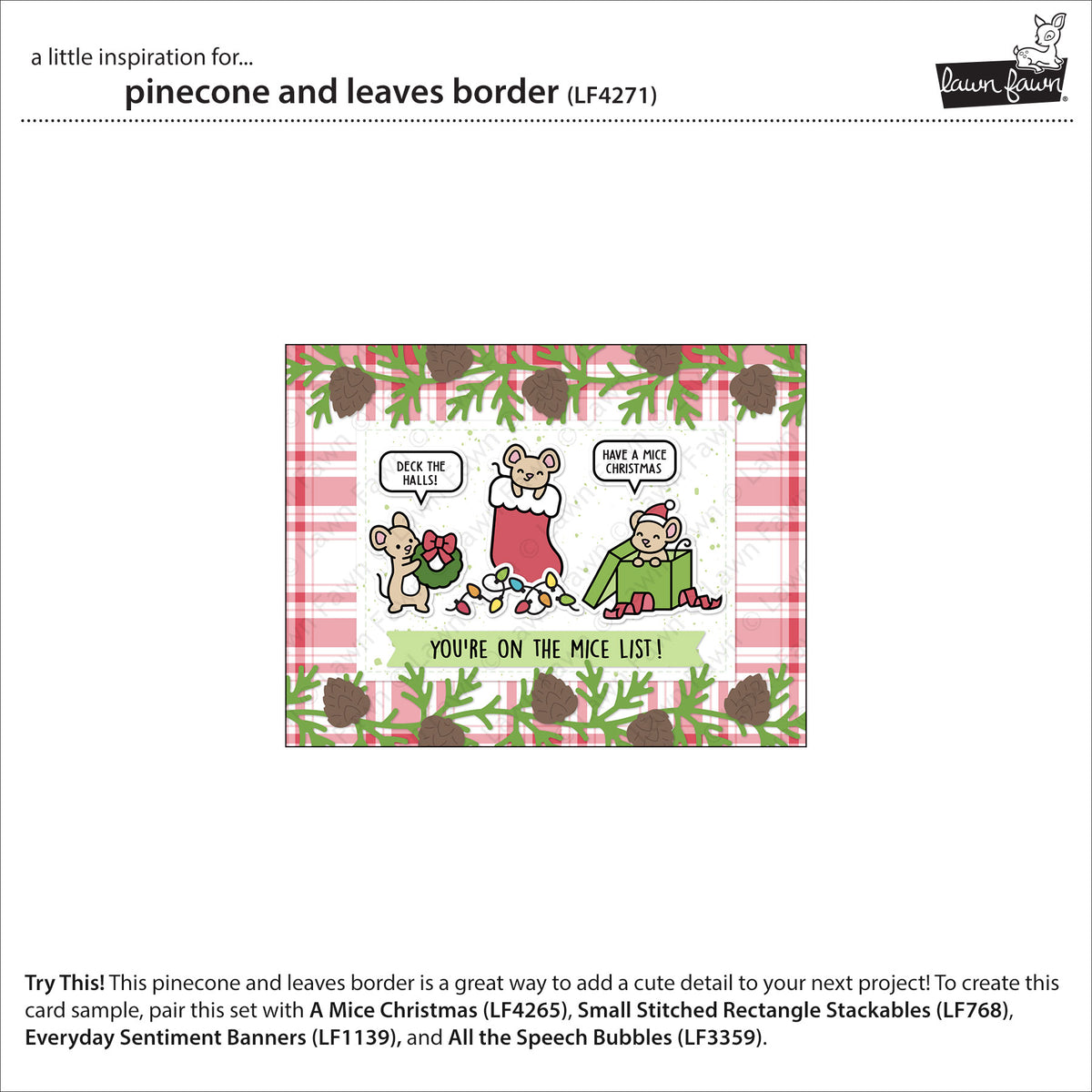 Lawn Fawn LF4271 - Lawn Cuts - Pinecone and Leaves Border Dies
