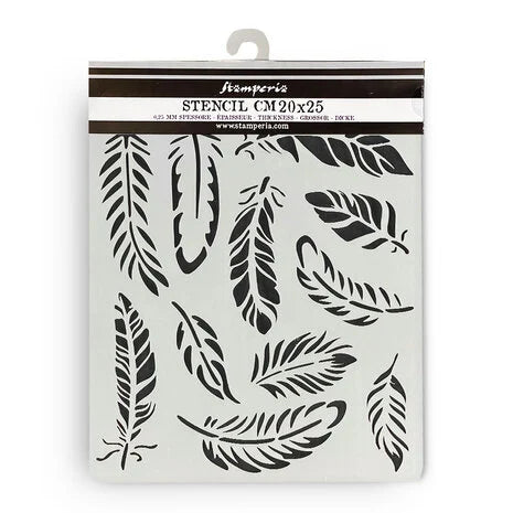 Stamperia Lavender Thick Stencil 20x25cm Feathers (KSTD169)