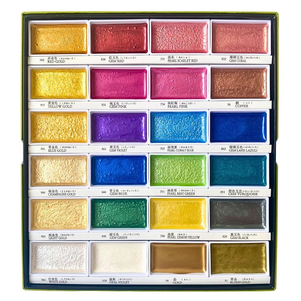 Kuretake Gansai Tambi 24 Mettalic colors Sets 1