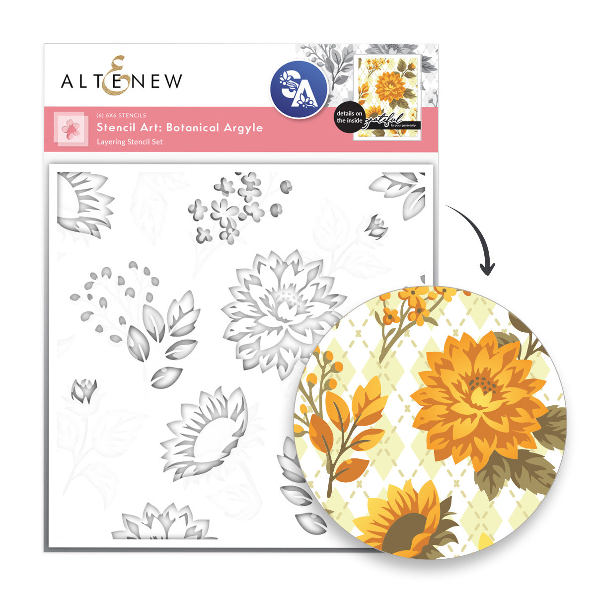 Altenew Stencil Art: Botanical Argyle & Add-on Die Bundle