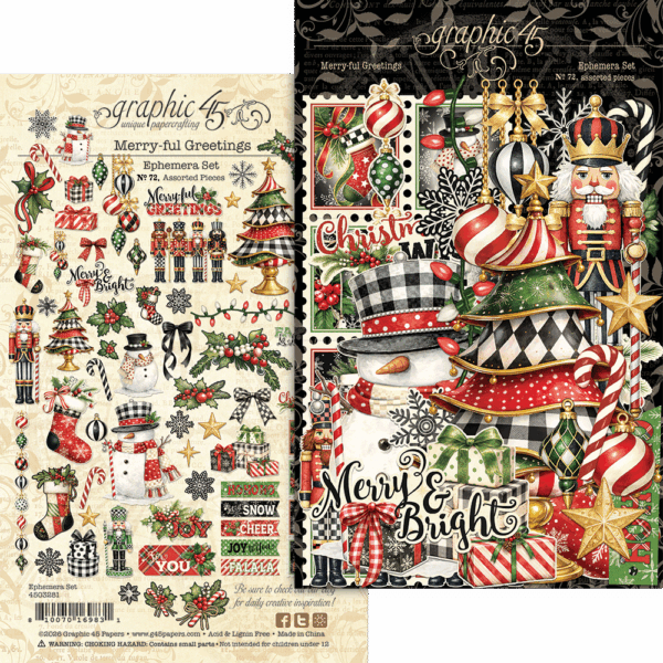 Graphic 45 Merry-ful Greetings Ephemera Set - 4503281
