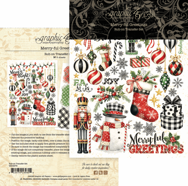 Graphic 45 Merry-ful Greetings Rub-on Transfers - 4503279