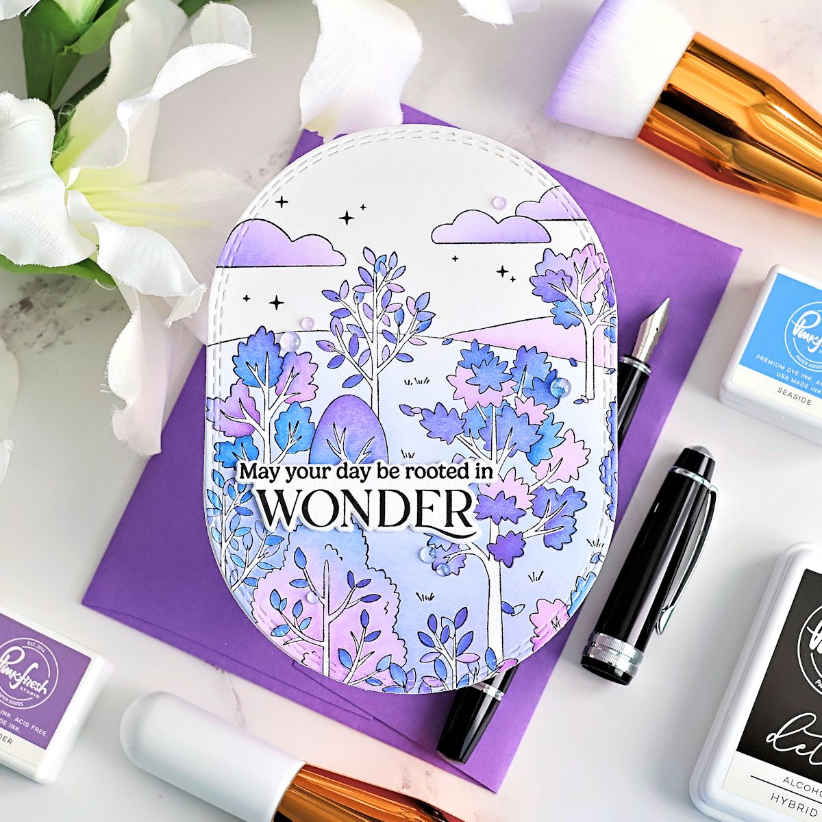 Pinkfresh Studio Dreamer's Forest cling stamp & Stencil Bundle