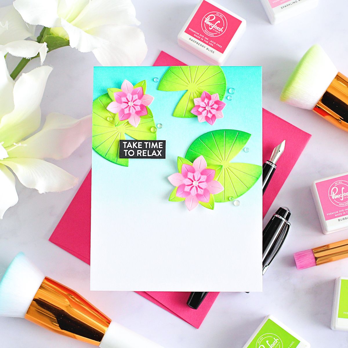 Pinkfresh Studio Tranquil Water Lilies stencil & Die Bundle