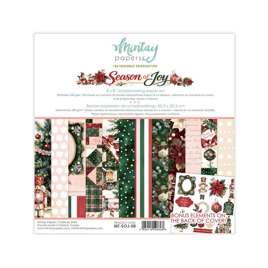Mintay Season of Joy 8x8 Inch Scrapbooking Paper Set - MT-SOJ-08
