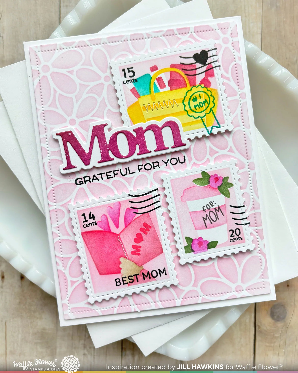 Waffle Flower Crafts Mom & Dad Sentiments Stamp Set