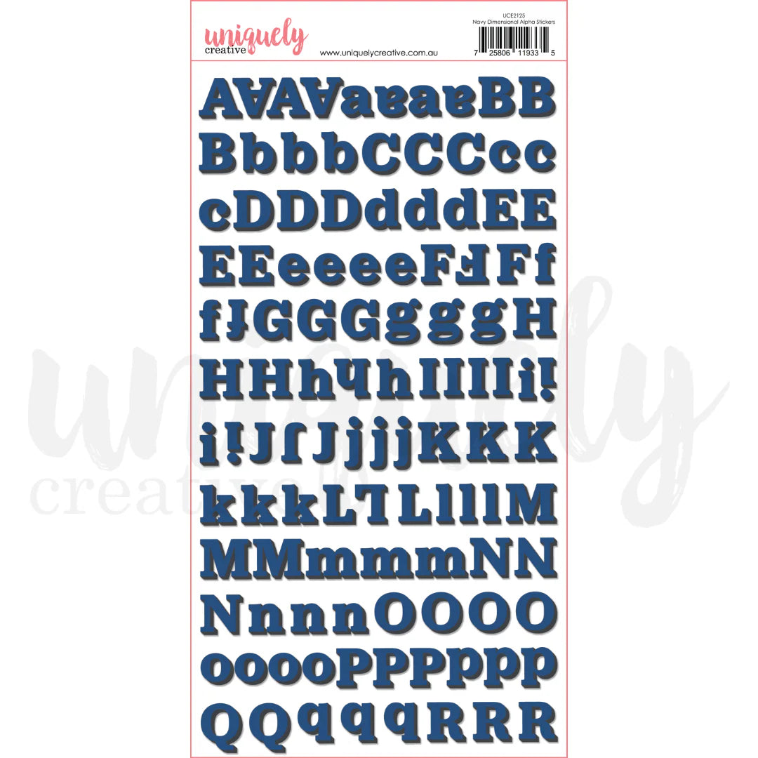 Uniquely Creative Navy Dimensional Alpha Stickers