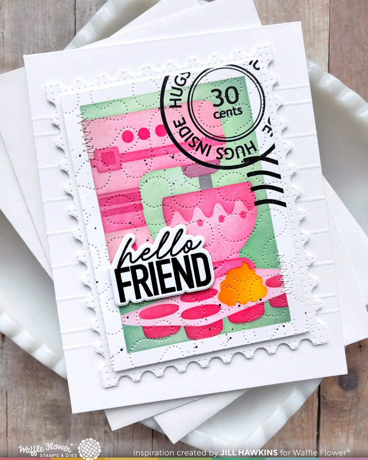 Waffle Flower Craft Nesting Postage Collage Baking Fun Stencil