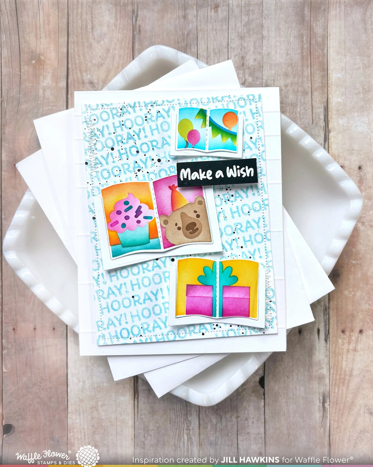 Waffle Flower Crafts Nesting Postage Collage Greetings Stamp Set