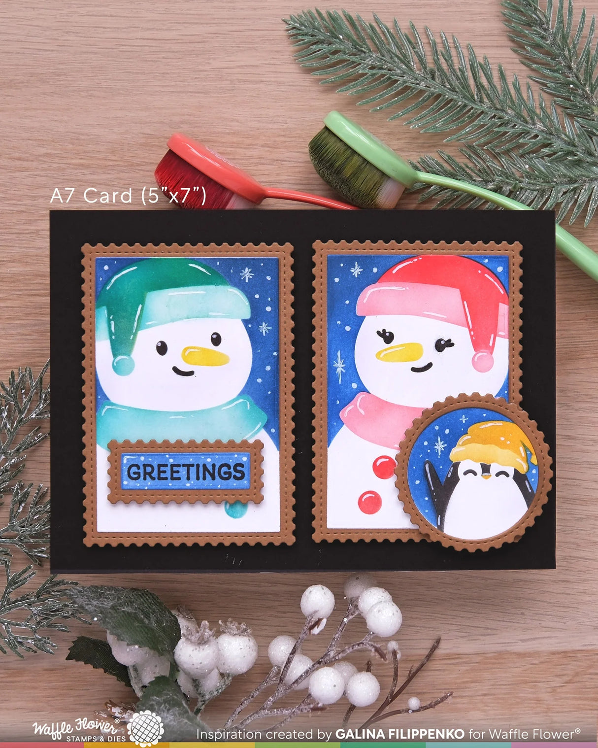 Waffle Flower Crafts Nesting Postage Collage Let it Snow Stencil