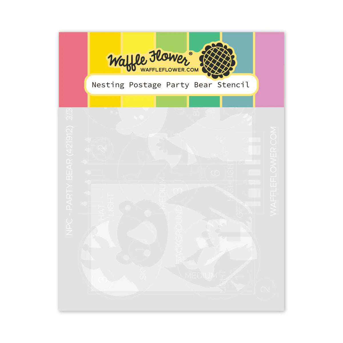 Waffle Flower Crafts Nesting Postage Collage Party Bear Stencil