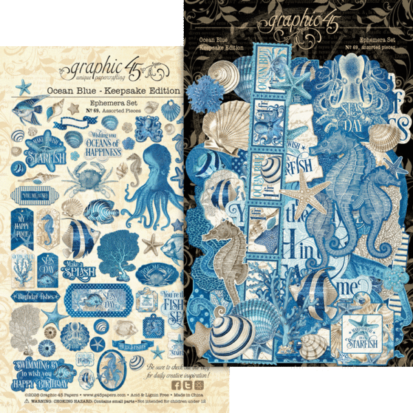 Graphic 45 Ocean Blue — Keepsake Kit with Exclusive Metal Die-Set