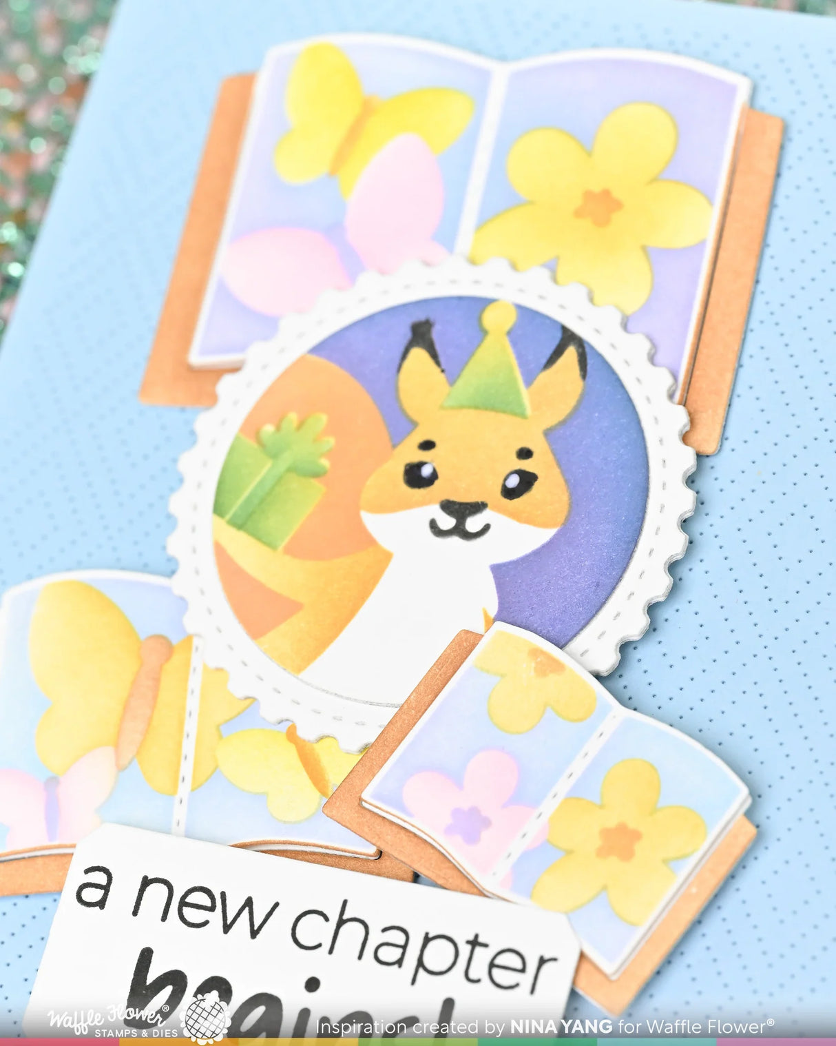 Waffle Flower Crafts Open Book Trio Butterfly Stencil