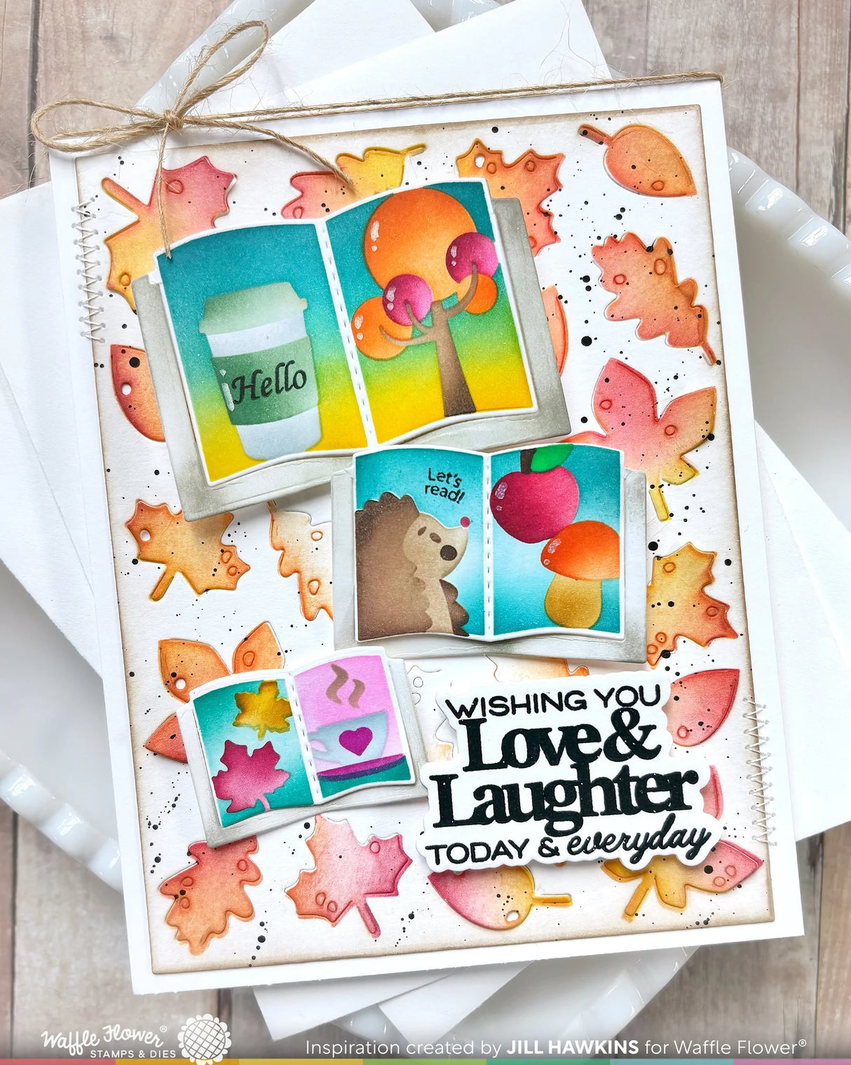 Waffle Flower Crafts Open Book Trio Fall Stencil