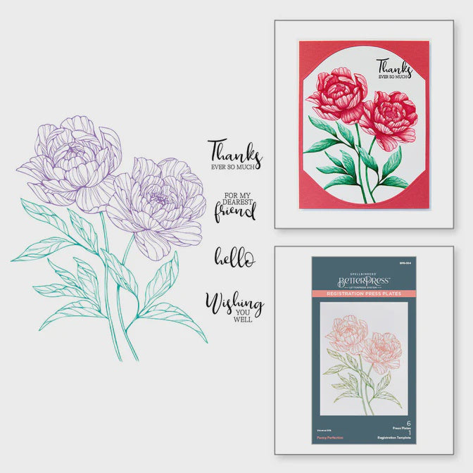 Spellbinders Peony Perfection Registration Press Plates from the Cheers to You Collection