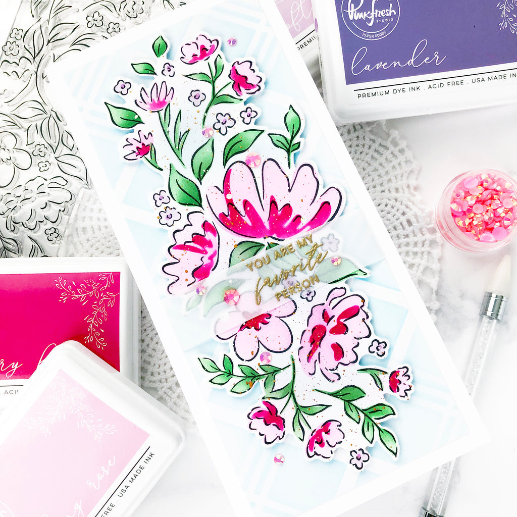 Pinkfresh Studio You Are My Favorite coordinating stencil set RETIRED