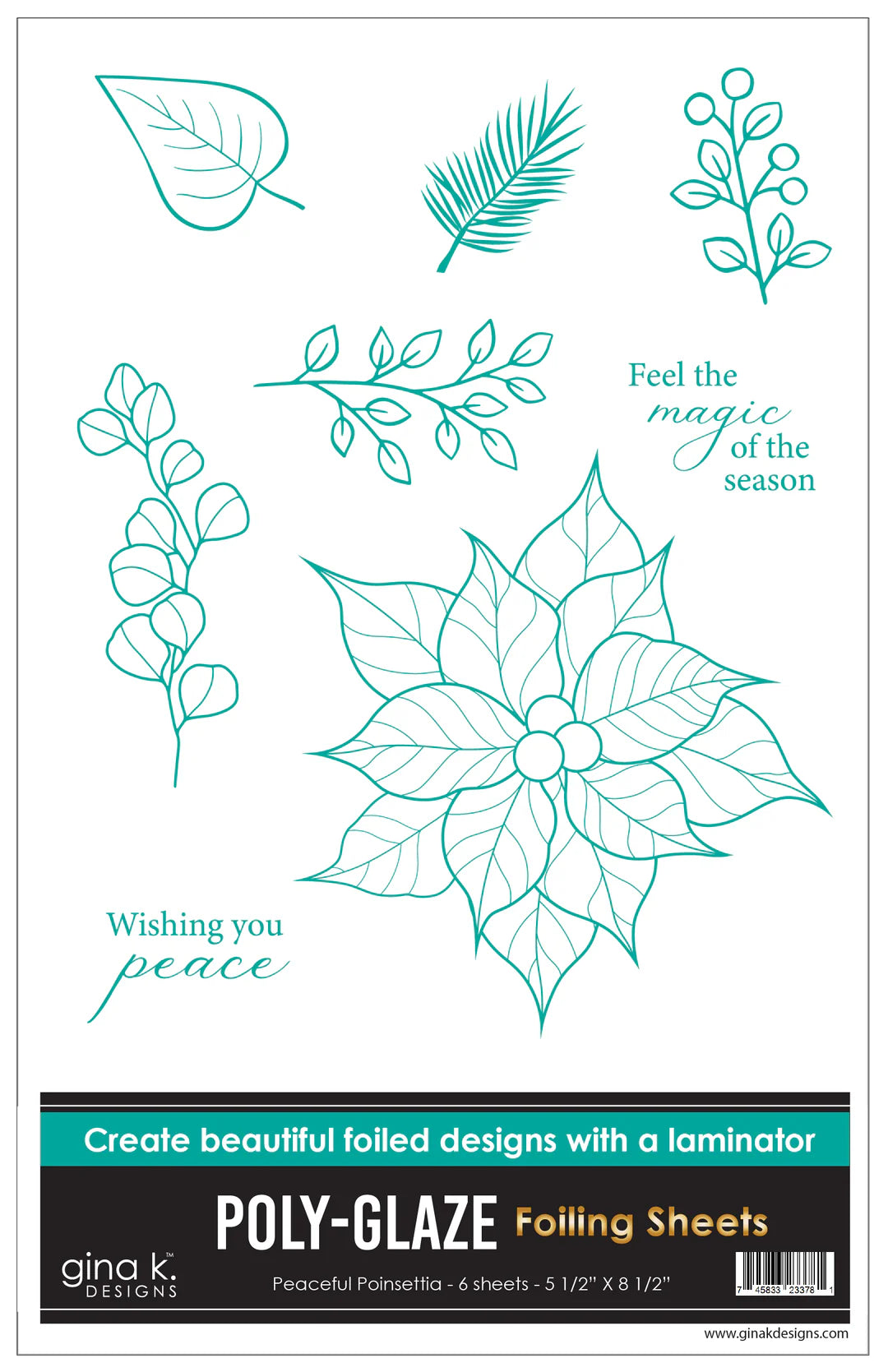 Gina K Designs POLY-GLAZE Foiling Sheets- Peaceful Poinsettia
