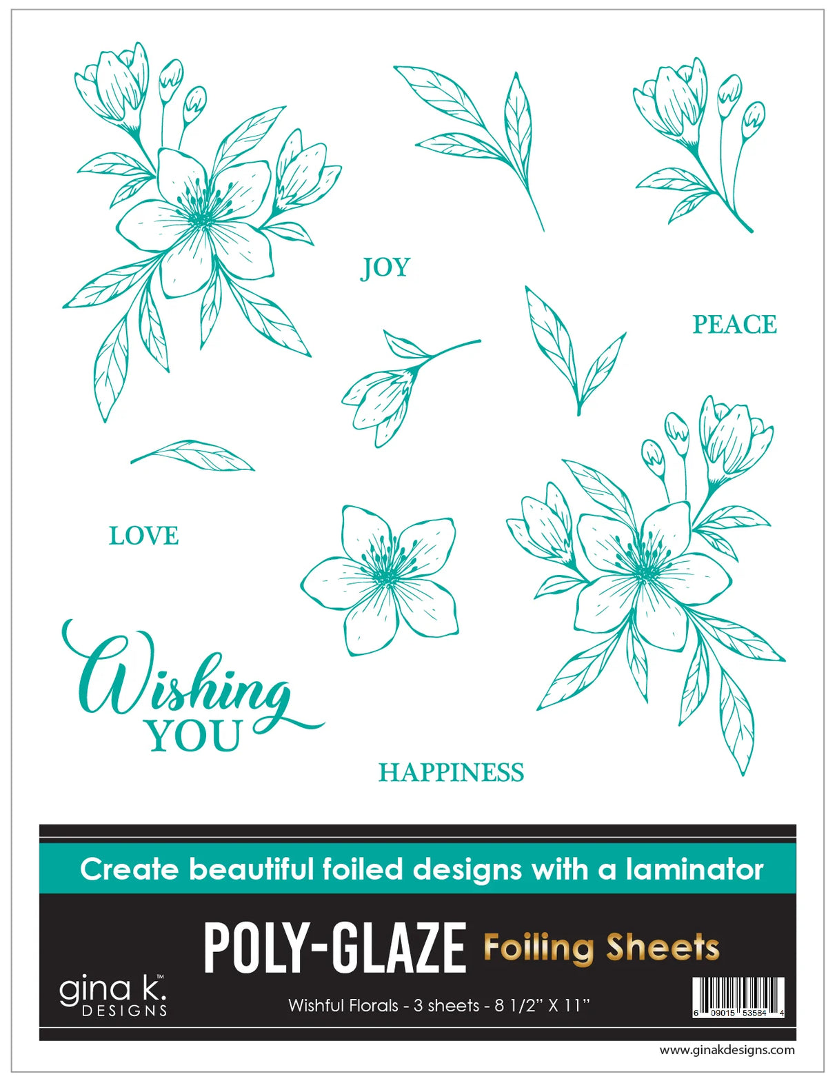 Gina K Designs POLY-GLAZE Foiling Sheets- Wishful Florals