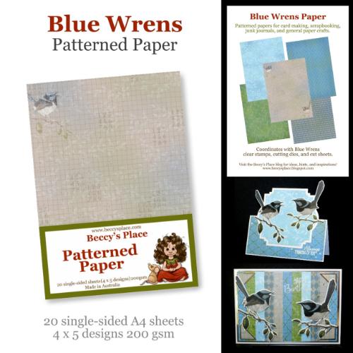 Beccy’s Place Blue Wrens Patterned Paper