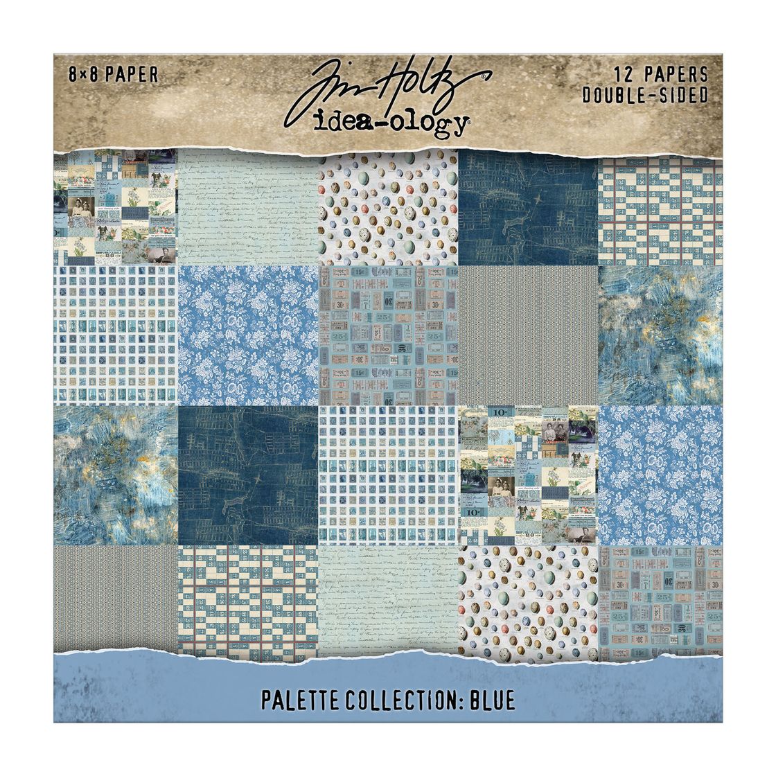 Tim Holtz - Advantus Idea-ology Double-Sided Cardstock 8"X8" 12/Pkg Palette Collection: Blue