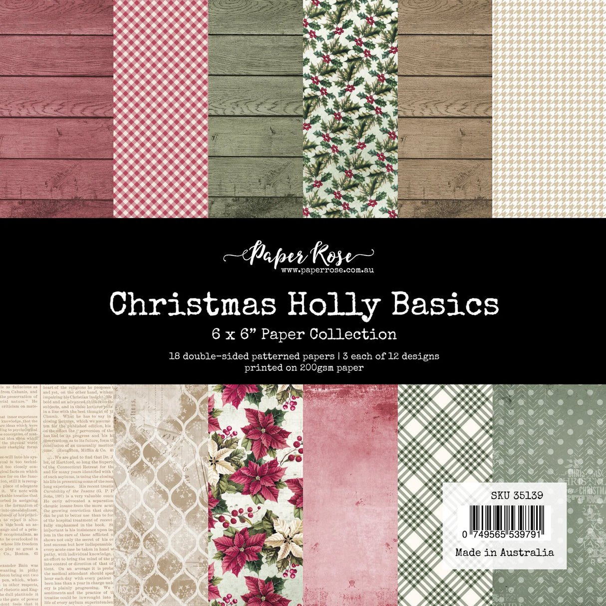 Paper Rose Studio Christmas Holly Basics 6x6 Paper Collection 35139