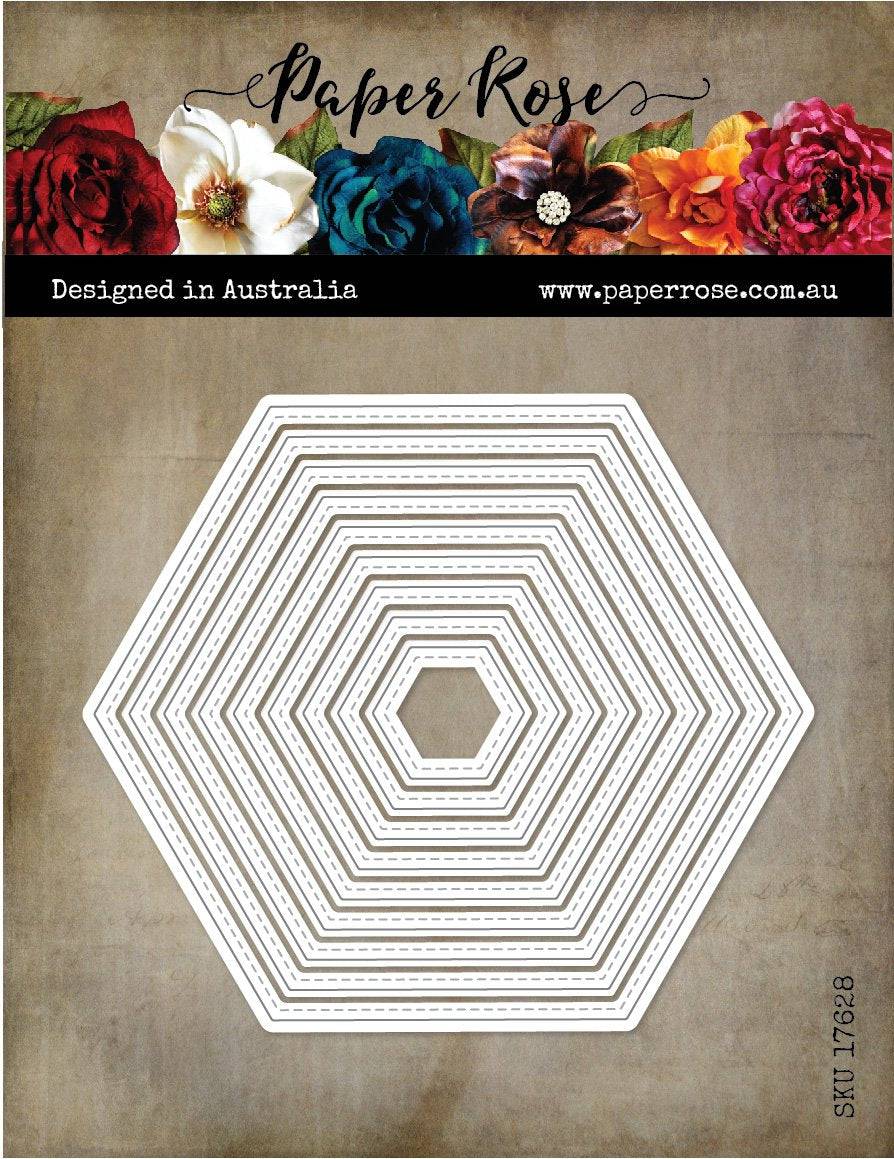 Paper Rose Studio Stitched Hexagons Metal Cutting Die 17628