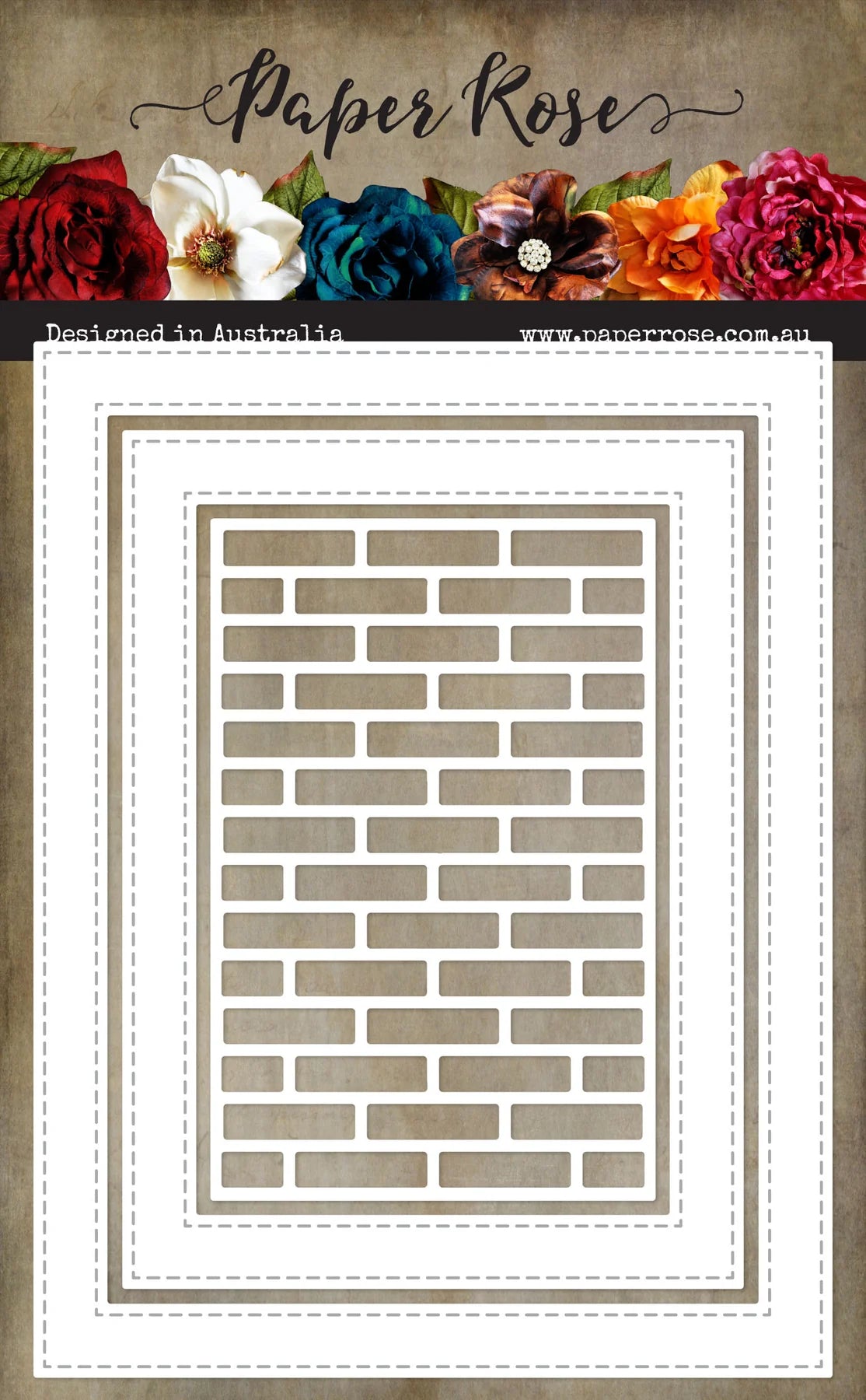 Paper Rose Studio Stitched Rectangle Frames USA Metal Cutting Die - Brick Wall 34482