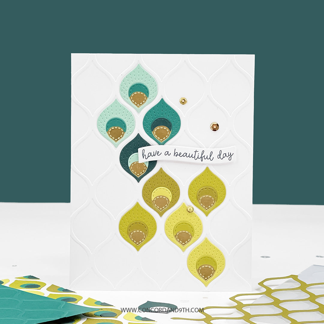 Concord & 9th Patterned Peacock Embossing Folder (4.75 x 6)