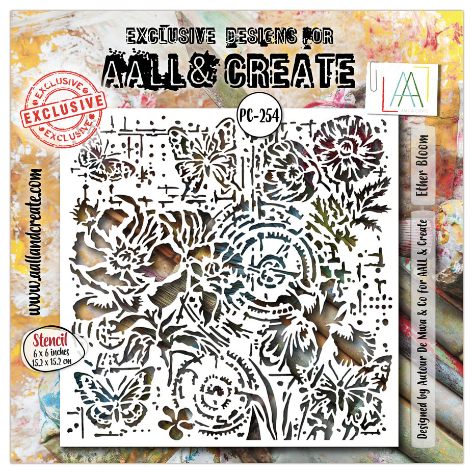 Aall and Create Petal Cipher 6x6 Inch Stencil Ether Bloom (AALL-PC-254)