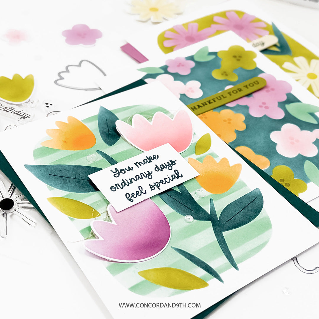Concord & 9th Petal Portraits Stamp Set (4 x 4) & Die Bundle